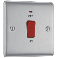 BG Nexus Brushed Steel 45A DP Switch/Neon 1G (Small)