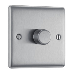 BG Nexus Brushed Steel 1G Dimmer Switch P/P 400w