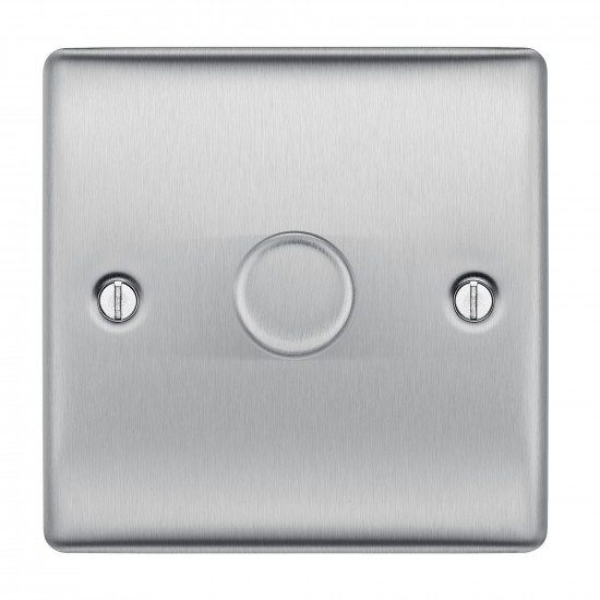 BG Nexus Brushed Steel 1G Dimmer Switch P/P 400w