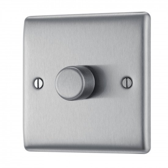 BG Nexus Brushed Steel 1G Dimmer Switch P/P 400w