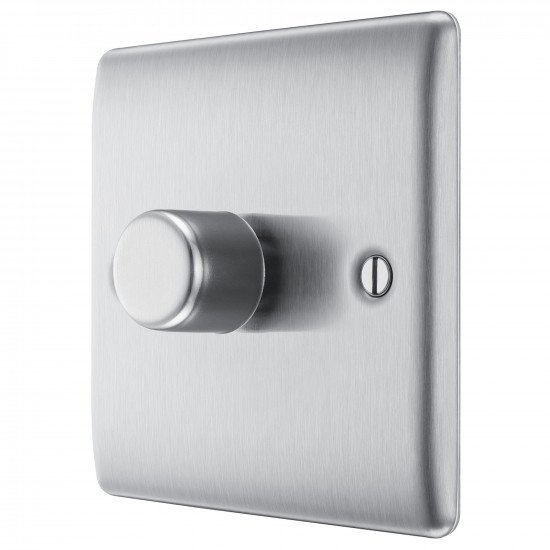 BG Nexus Brushed Steel 1G Dimmer Switch P/P 400w