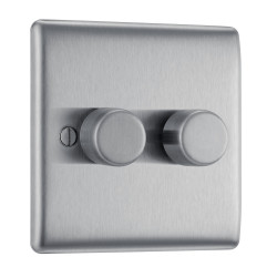 BG Nexus Brushed Steel 2G Dimmer Switch P/P 400w