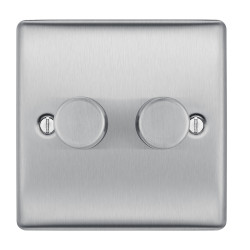 BG Nexus Brushed Steel 2G Dimmer Switch P/P 400w