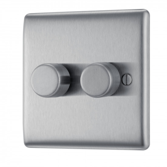 BG Nexus Brushed Steel 2G Dimmer Switch P/P 400w