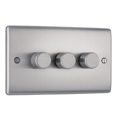 BG Nexus Brushed Steel 3G Dimmer Switch P/P 400w