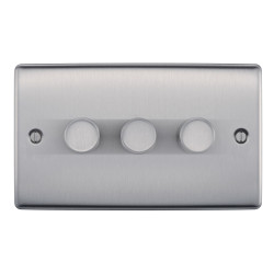 BG Nexus Brushed Steel 3G Dimmer Switch P/P 400w