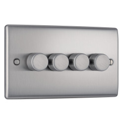 BG Nexus Brushed Steel 4G Dimmer Switch P/P 400w