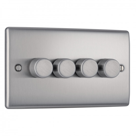BG Nexus Brushed Steel 4G Dimmer Switch P/P 400w BG Nexus Brushed Steel 4G Dimmer Switch P/P 400w