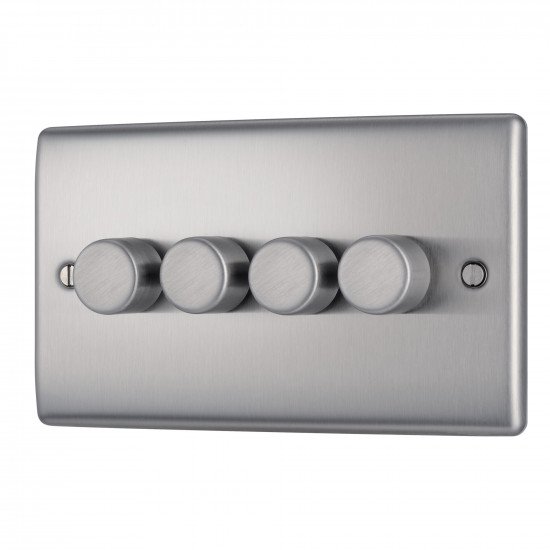 BG Nexus Brushed Steel 4G Dimmer Switch P/P 400w