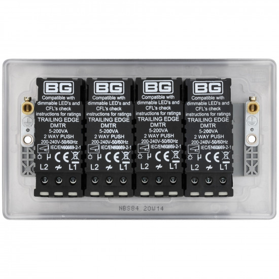 BG Nexus Brushed Steel 4G Dimmer Switch P/P 400w BG Nexus Brushed Steel 4G Dimmer Switch P/P 400w