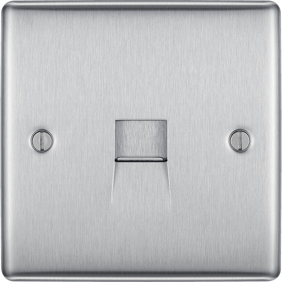 BG Nexus Brushed Steel Slave Telephone Socket