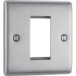 BG Nexus 1G 1 Module Euro Plate Brushed Steel