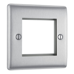 BG Nexus 1G 2 Module Euro Plate Brushed Steel