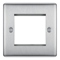 BG Nexus 1G 2 Module Euro Plate Brushed Steel