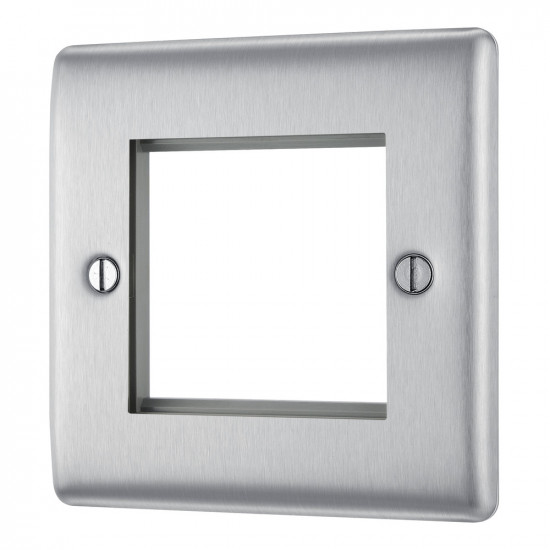 BG Nexus 1G 2 Module Euro Plate Brushed Steel BG Nexus 1G 2 Module Euro Plate Brushed Steel
