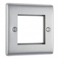 BG Nexus 1G 2 Module Euro Plate Brushed Steel