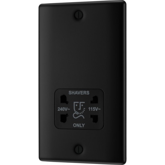 BG Nexus Matt Black Shaver Socket BG Nexus Matt Black Shaver Socket