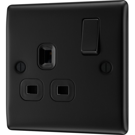 BG Nexus Matt Black 1G Switched Socket