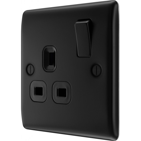 BG Nexus Matt Black 1G Switched Socket
