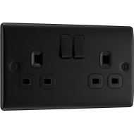 BG Nexus Matt Black 2G Switched Socket