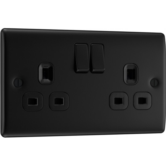 BG Nexus Matt Black 2G Switched Socket BG Nexus Matt Black 2G Switched Socket