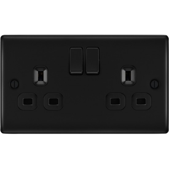 BG Nexus Matt Black 2G Switched Socket BG Nexus Matt Black 2G Switched Socket