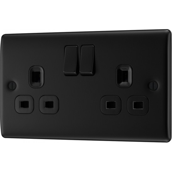 BG Nexus Matt Black 2G Switched Socket
