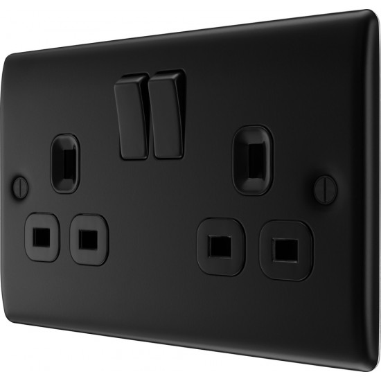 BG Nexus Matt Black 2G Switched Socket