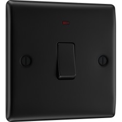 BG Nexus Matt Black 20amp DP Switch/Neon