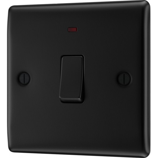 BG Nexus Matt Black 20amp DP Switch/Neon