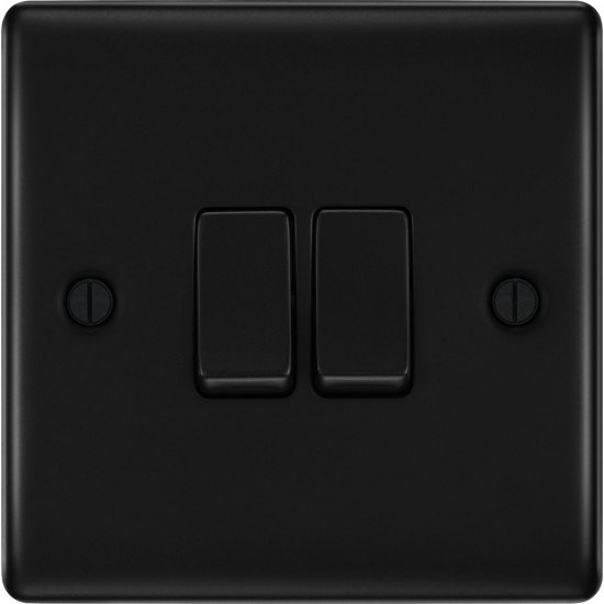 BG Nexus Matt Black 2 Gang 2 Way Switch