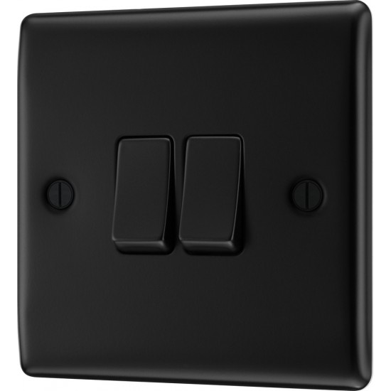 BG Nexus Matt Black 2 Gang 2 Way Switch