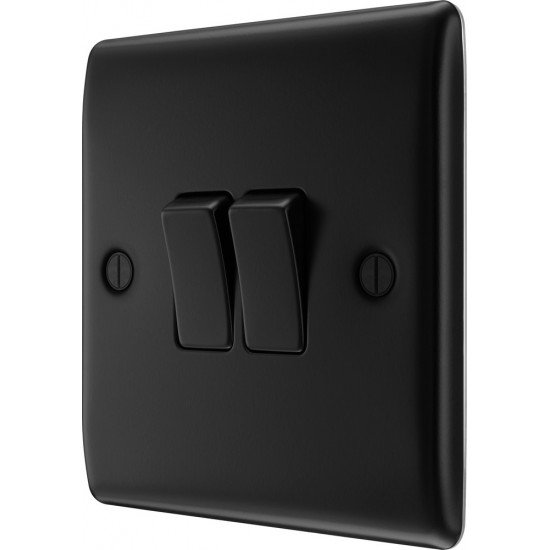 BG Nexus Matt Black 2 Gang 2 Way Switch