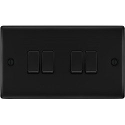 BG Nexus Matt Black 4 Gang 2 Way Switch