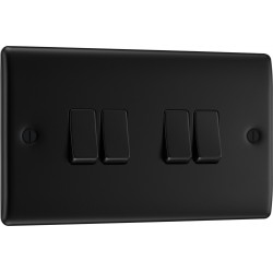 BG Nexus Matt Black 4 Gang 2 Way Switch