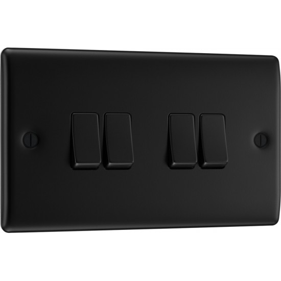 BG Nexus Matt Black 4 Gang 2 Way Switch BG Nexus Matt Black 4 Gang 2 Way Switch