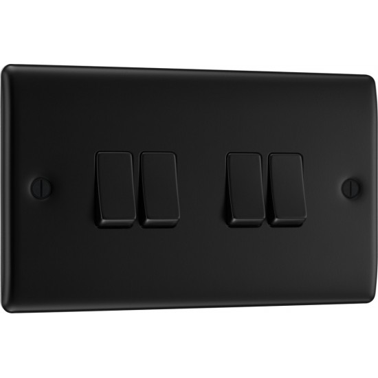 BG Nexus Matt Black 4 Gang 2 Way Switch