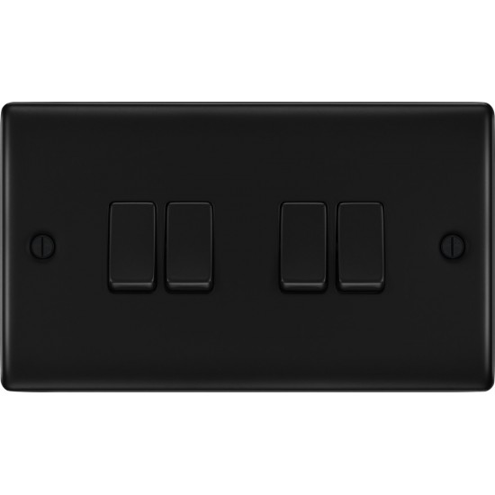 BG Nexus Matt Black 4 Gang 2 Way Switch