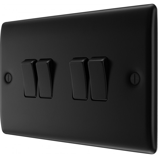 BG Nexus Matt Black 4 Gang 2 Way Switch