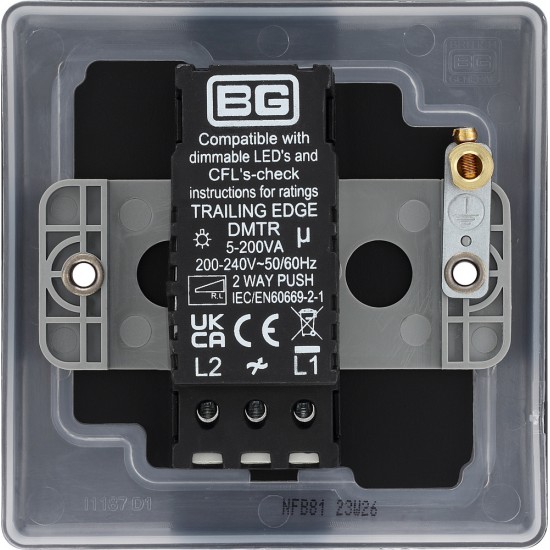 BG Nexus Matt Black 1G Dimmer Switch P/P 400w