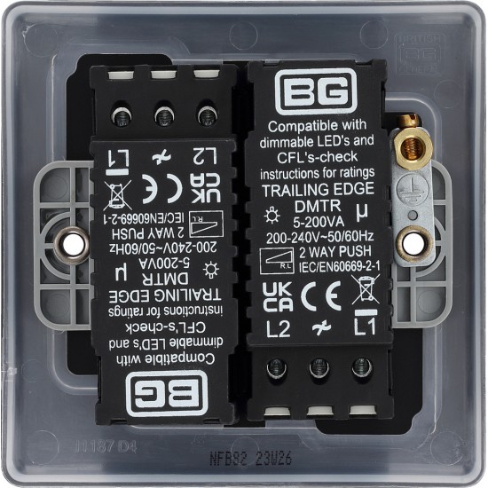 BG Nexus Matt Black 2G Dimmer Switch P/P 400w