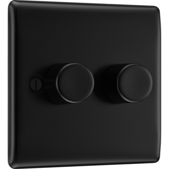 BG Nexus Matt Black 2G Dimmer Switch P/P 400w