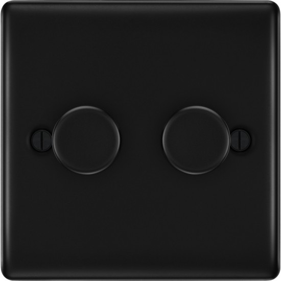 BG Nexus Matt Black 2G Dimmer Switch P/P 400w BG Nexus Matt Black 2G Dimmer Switch P/P 400w