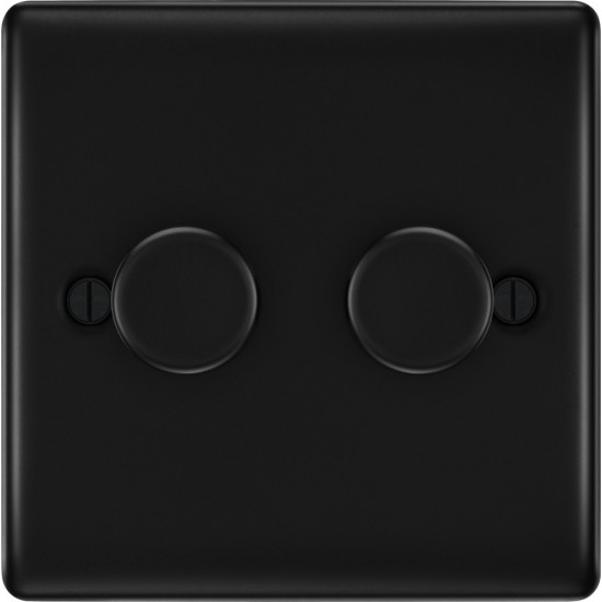 BG Nexus Matt Black 2G Dimmer Switch P/P 400w