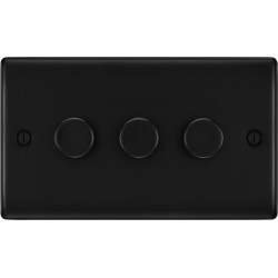 BG Nexus Matt Black 3G Dimmer Switch P/P 400w