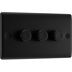 BG Nexus Matt Black 3G Dimmer Switch P/P 400w