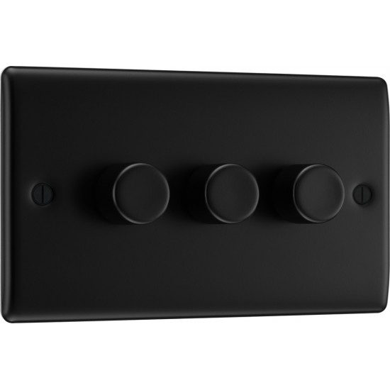 BG Nexus Matt Black 3G Dimmer Switch P/P 400w