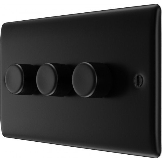 BG Nexus Matt Black 3G Dimmer Switch P/P 400w