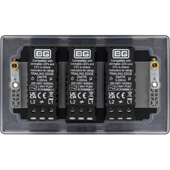 BG Nexus Matt Black 3G Dimmer Switch P/P 400w