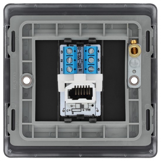 BG Nexus Matt Black Slave Telephone Socket